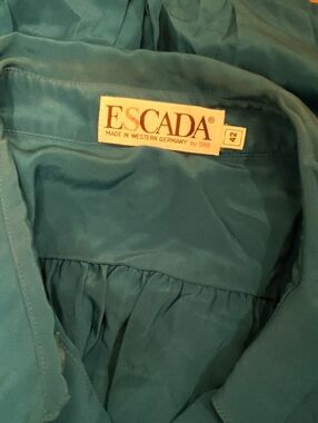 Escada Teal Green Silk Blouse
